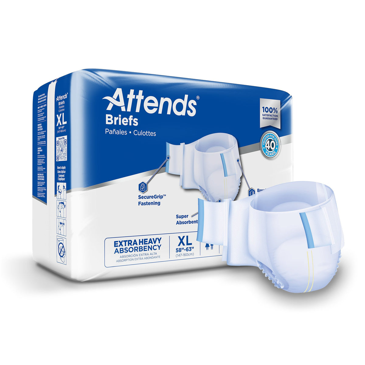 Attends Healthcare Products - Unisex Adult Incontinence Brief Attends® Care Advanced X-Large Disposable Heavy Absorbency [20/BG]