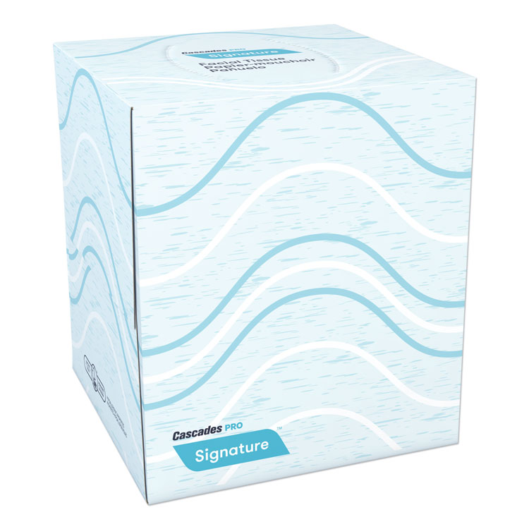 Cascades PRO - Signature Facial Tissue, 2-Ply, White, Cube, 90 Sheets/Box, 36 Boxes/Carton