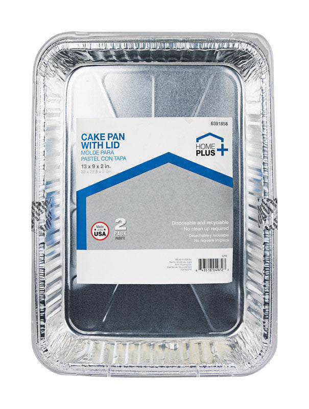 HOME PLUS - Home Plus Durable Foil 9 in. W X 13 in. L Cake Pan Silver 2 pk - Case of 12 [D87020]