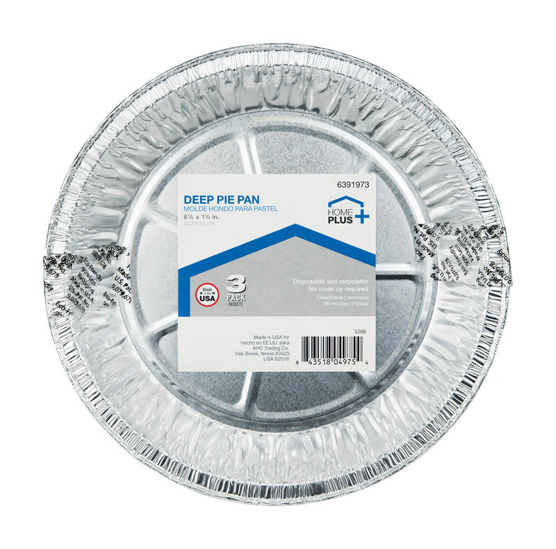 HOME PLUS - Home Plus Durable Foil 8-1/4 in. W X 8-1/4 in. L Deep Pie Dish Silver 3 pk - Case of 12