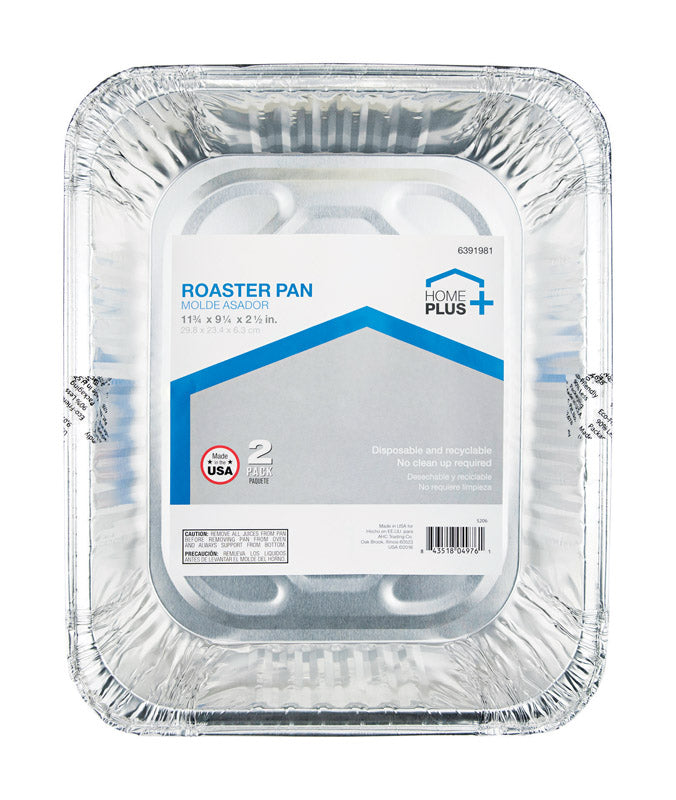 HOME PLUS - Home Plus Durable Foil 9-1/4 in. W X 11-3/4 in. L Roaster Pan Silver 2 pk - Case of 12
