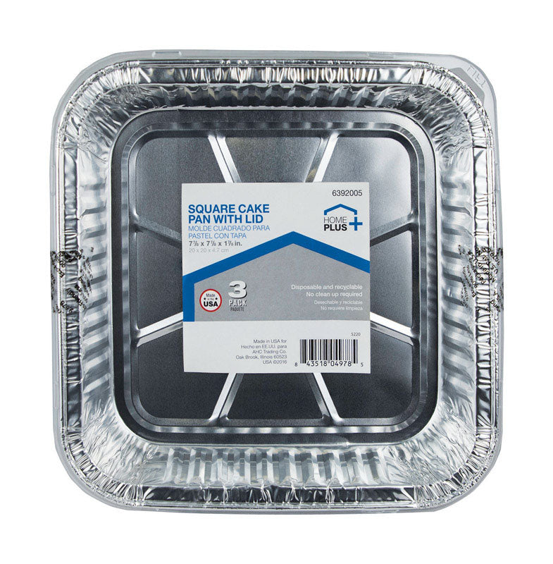 HOME PLUS - Home Plus Durable Foil 7-7/8 in. W X 7-7/8 in. L Cake Pan Silver 3 pk - Case of 12