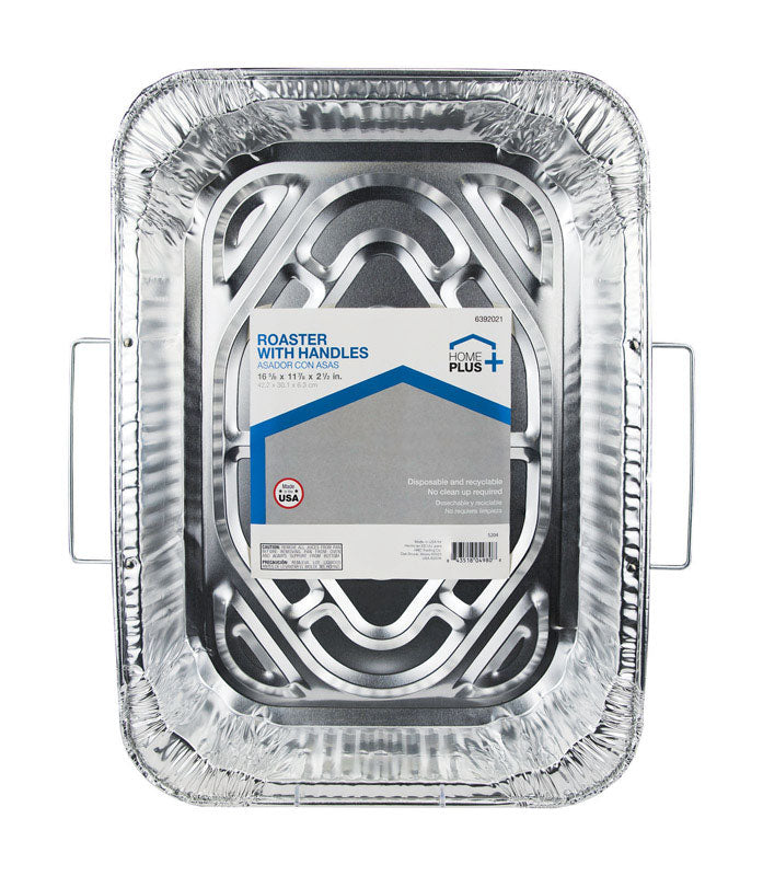 HOME PLUS - Home Plus Durable Foil 11-7/8 in. W X 16-5/8 in. L Roaster with Handles Silver 1 pc - Case of 12