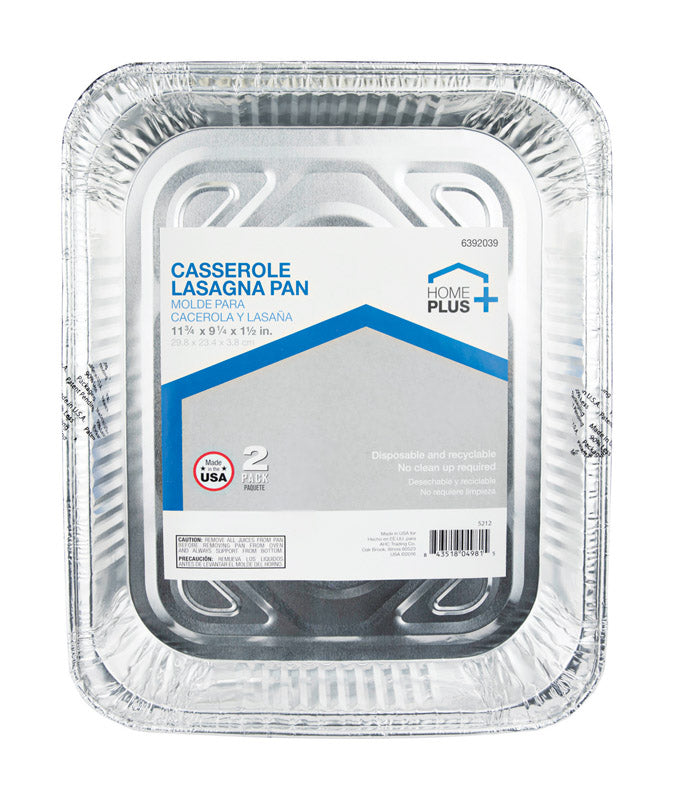 HOME PLUS - Home Plus Durable Foil 9-1/4 in. W X 11-3/4 in. L Casserole Lasagna Pan Silver 2 pc - Case of 12