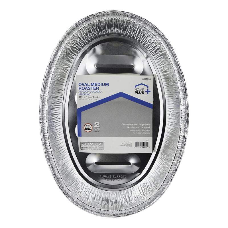 HOME PLUS - Home Plus Durable Foil 11-1/2 in. W X 16-1/2 in. L Oval Roaster Pan Silver 2 pc - Case of 12