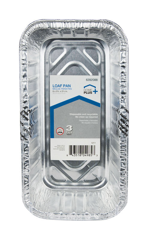 HOME PLUS - Home Plus Durable Foil 3-3/4 in. W X 8 in. L Loaf Pan Silver 3 pk - Case of 12