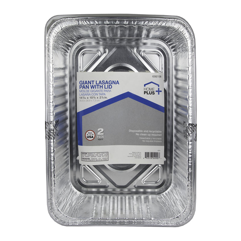 HOME PLUS - Home Plus Durable Foil 10-5/8 in. W X 14-7/16 in. L Lasagna Pan Silver 2 pc - Case of 12
