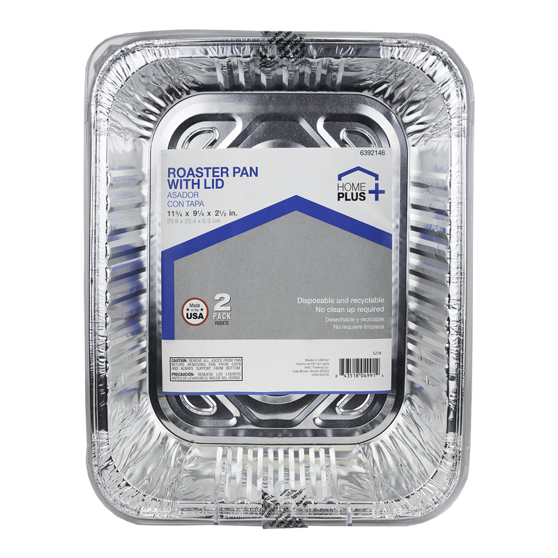 HOME PLUS - Home Plus Durable Foil 9-1/4 in. W X 11-3/4 in. L Roaster Pan Silver 2 pc - Case of 12