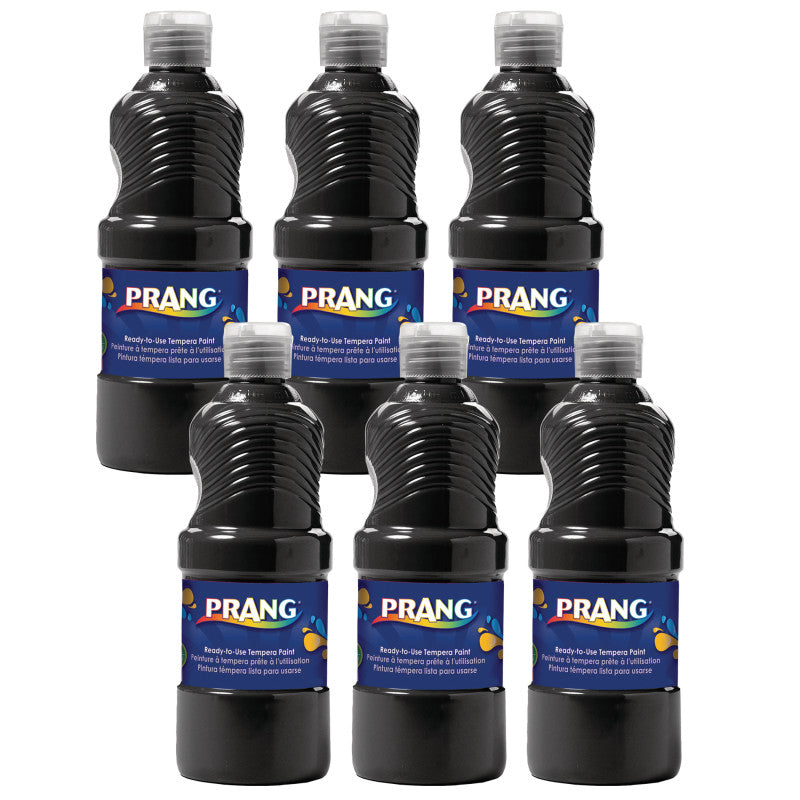 PRANG - Ready-to-Use Tempera Paint, Black, 16 oz, Pack of 6