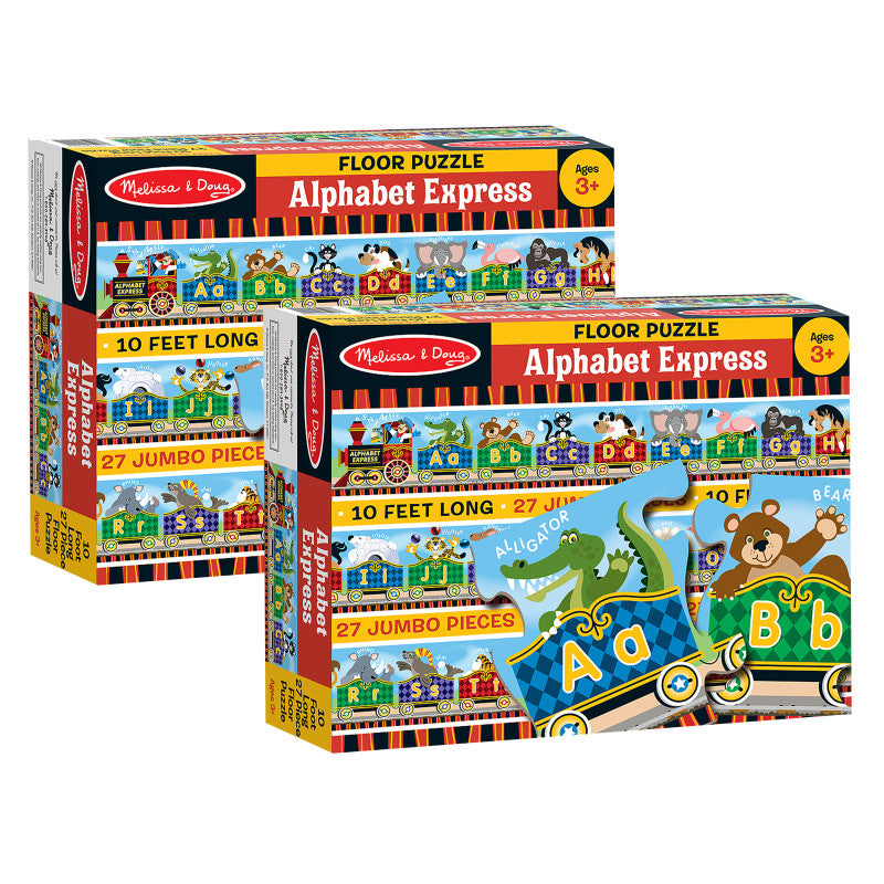 MELISSA & DOUG - Alphabet Express Floor Puzzle, 10' x 6-1/2", 27 Pieces, Pack of 2