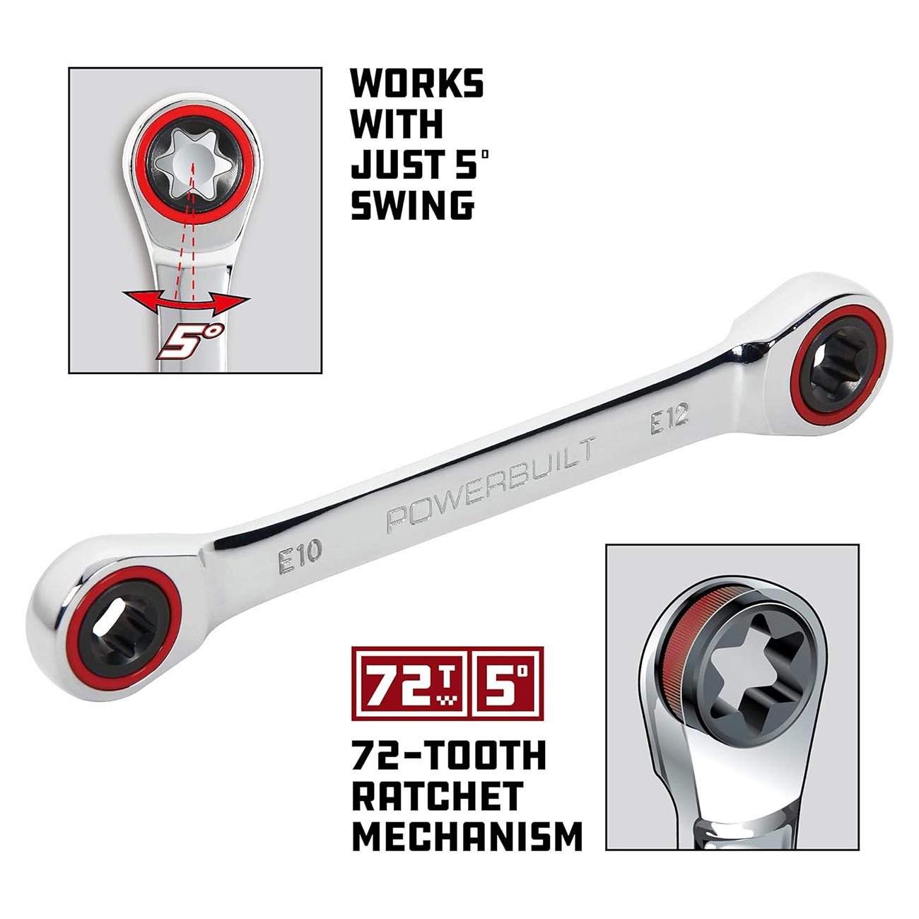 Powerbuilt Ratcheting Double Box-End E-Star Wrench - E10/E12