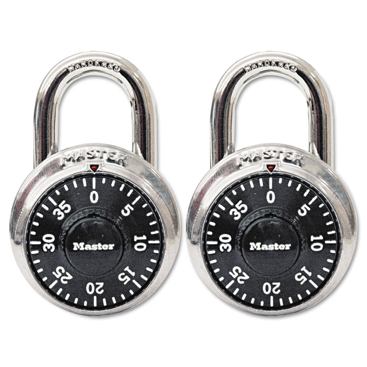 Master Lock - Combination Lock, Stainless Steel, 1.87" Wide, Silver/Black, 2/Pack
