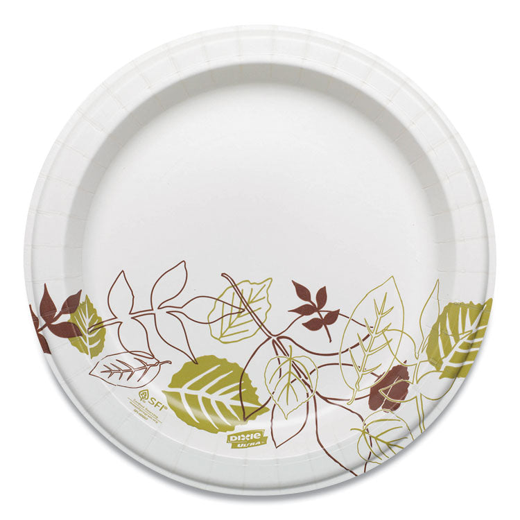 Dixie - Pathways Soak Proof Shield Heavyweight Paper Plates, WiseSize, 8.5" dia, Green/Burgundy, 500/Carton