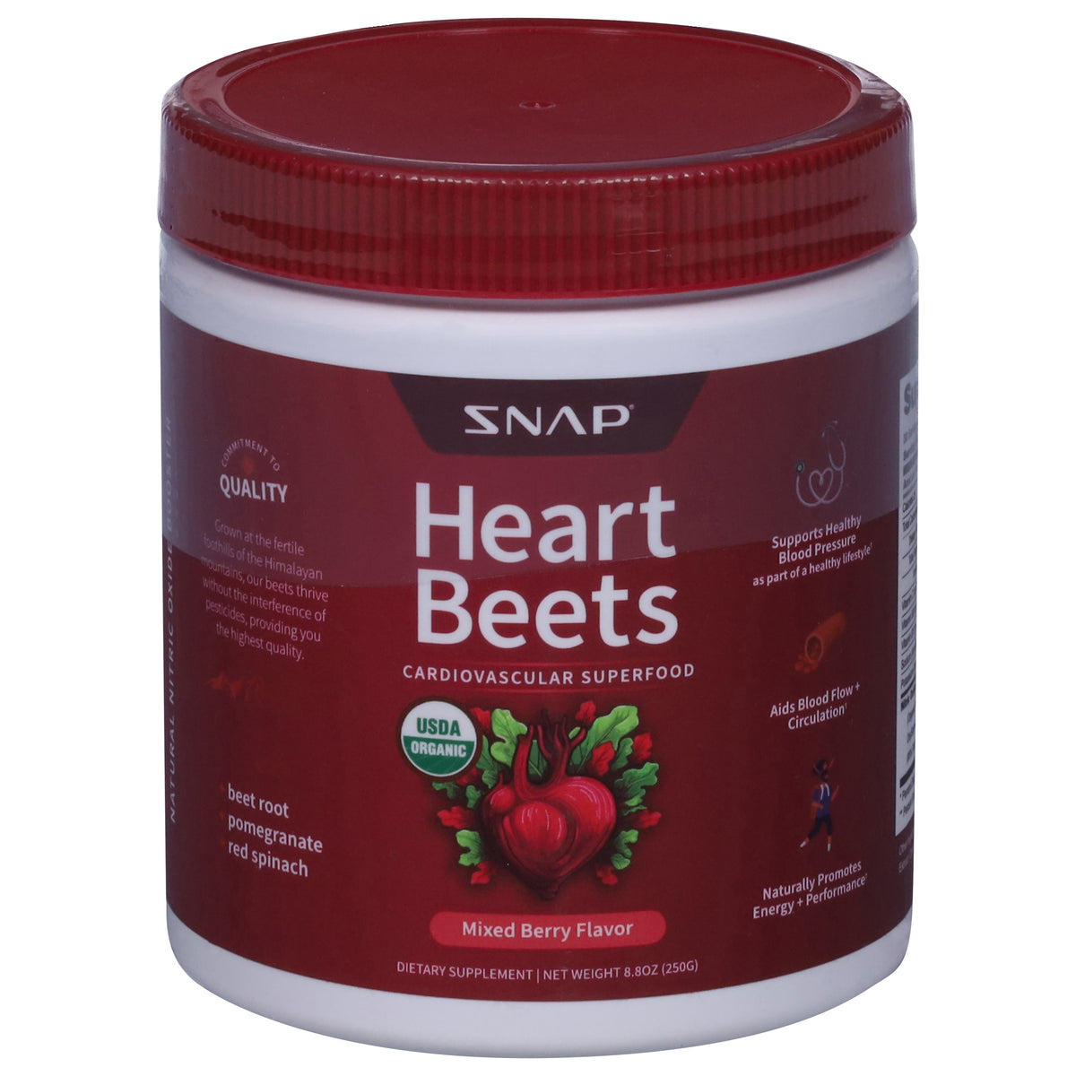 Snap Heart Beets Mixed Berry Flavor Cardiovascular Superfood 8.8 oz - Case of 1