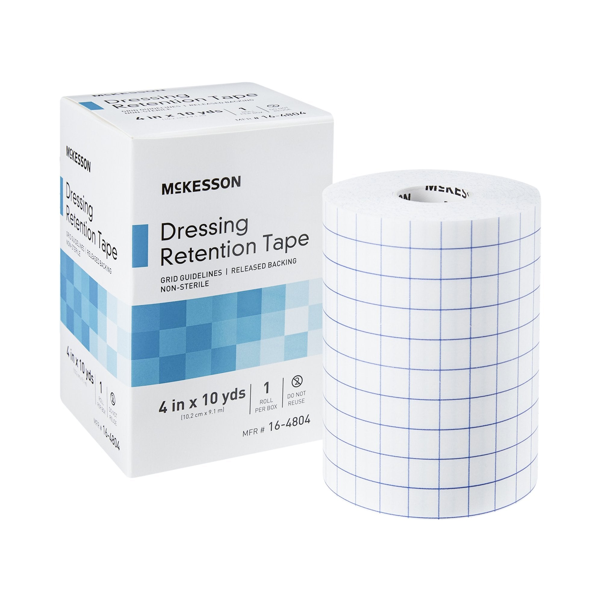 McKesson Brand - Water Resistant Dressing Retention Tape with Liner McKesson White 4 Inch X 10 Yard Nonwoven / Printed Release Paper NonSterile [1/BX]