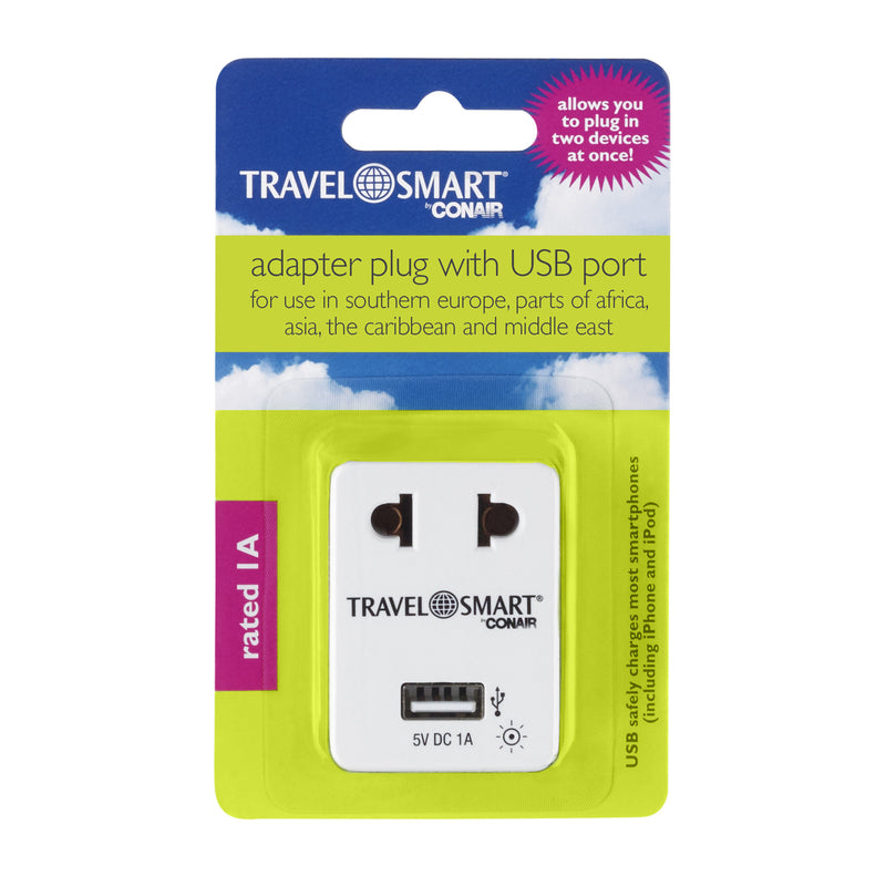 TRAVEL SMART - Travel Smart Type A For Worldwide Adapter Plug w/USB Port [NWG15X]