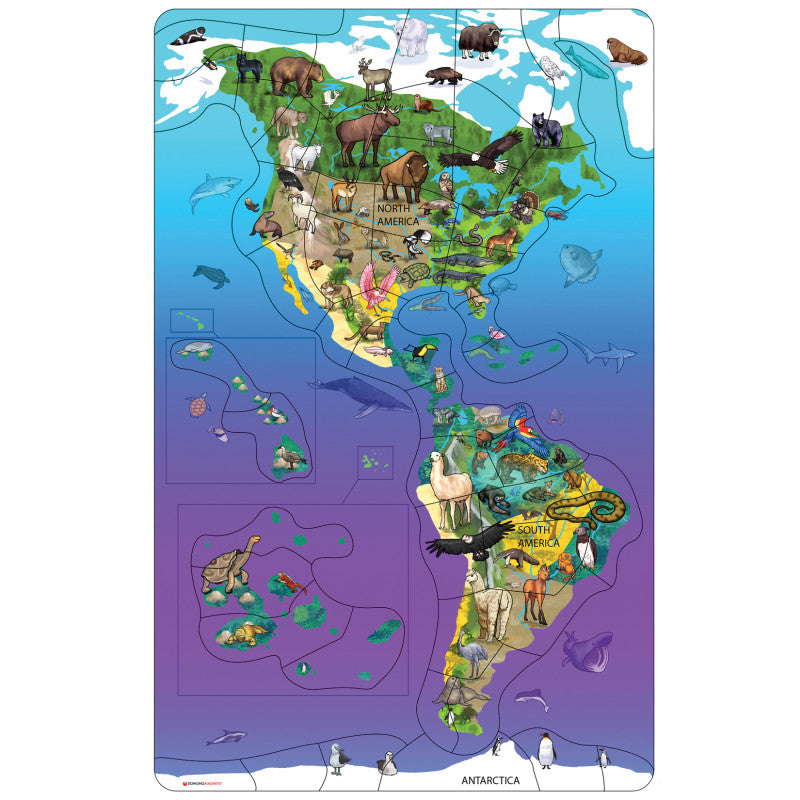 DOWLING MAGNETS - Animal Magnetism® Magnetic Wildlife Map Puzzle: North & South America