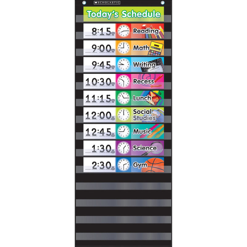 SCHOLASTIC TEACHING SOLUTIONS - Daily Schedule Pocket Chart with Cards, Black