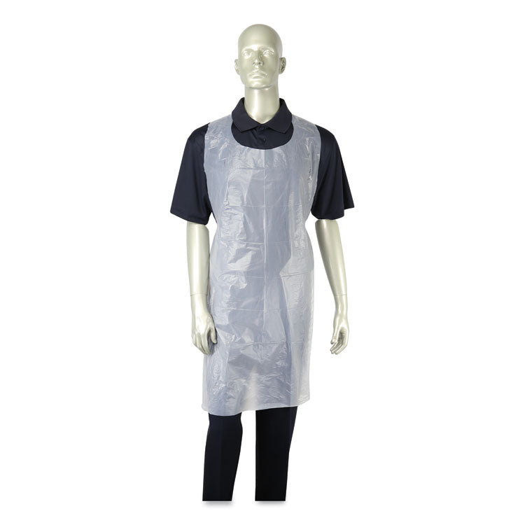 AmerCareRoyal - Poly Apron, 28 x 46,  One Size Fits All, White, 100/Pack, 10 Packs/Carton