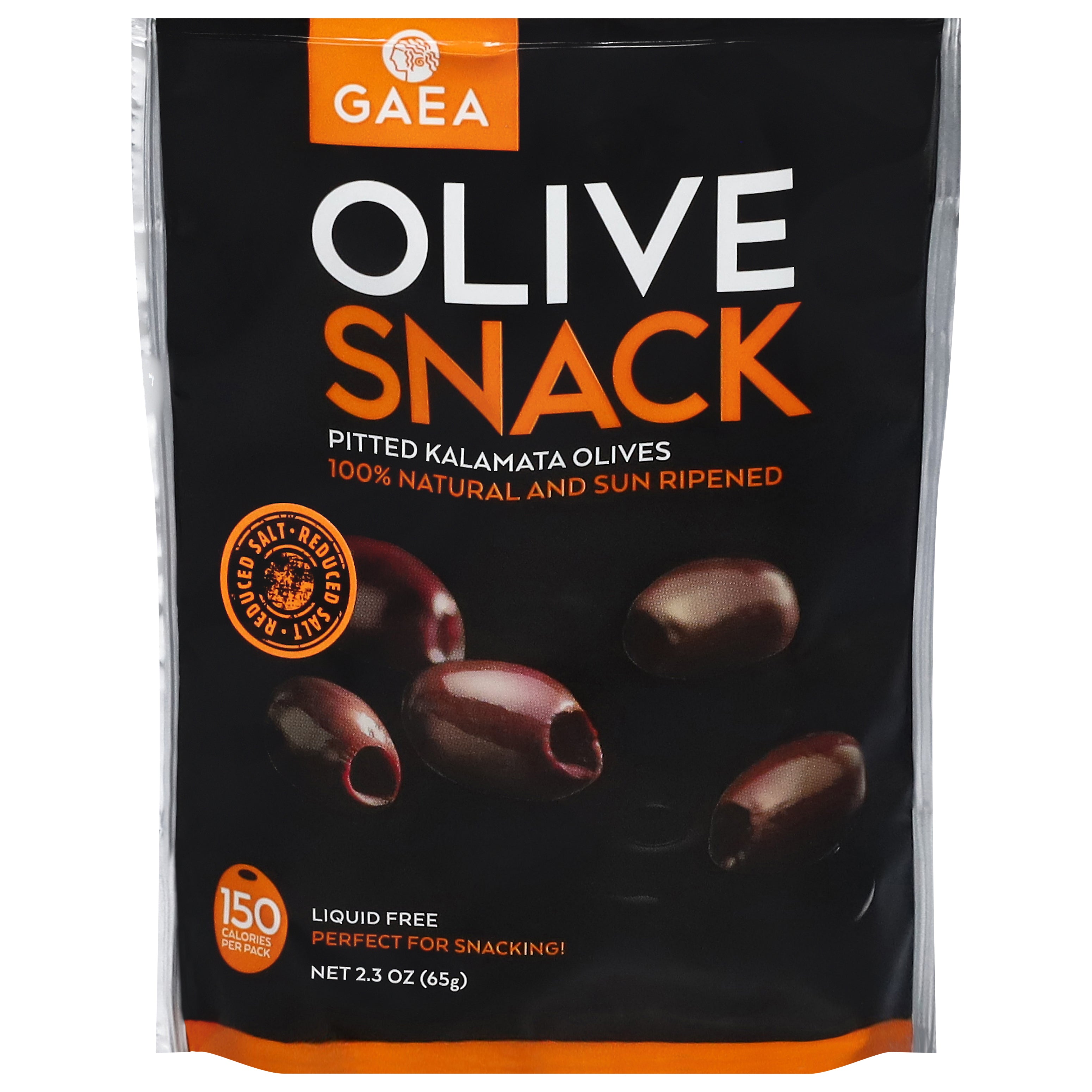 Gaea Pitted Kalamata Olives Olive Snack 2.3 oz - Case of 8