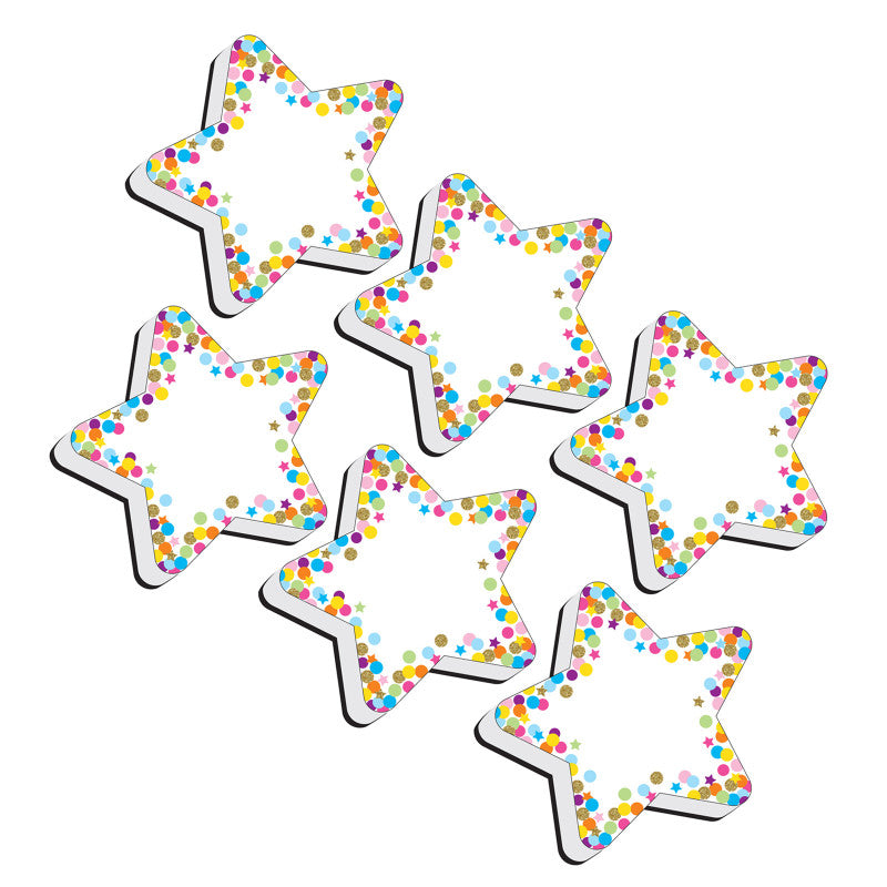 ASHLEY PRODUCTIONS - Magnetic Whiteboard Erasers, Star Confetti, Pack of 6