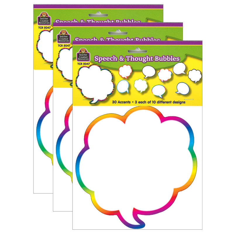TEACHER CREATED RESOURCES - Speech/Thought Bubbles Accents, 30 Per Pack, 3 Packs