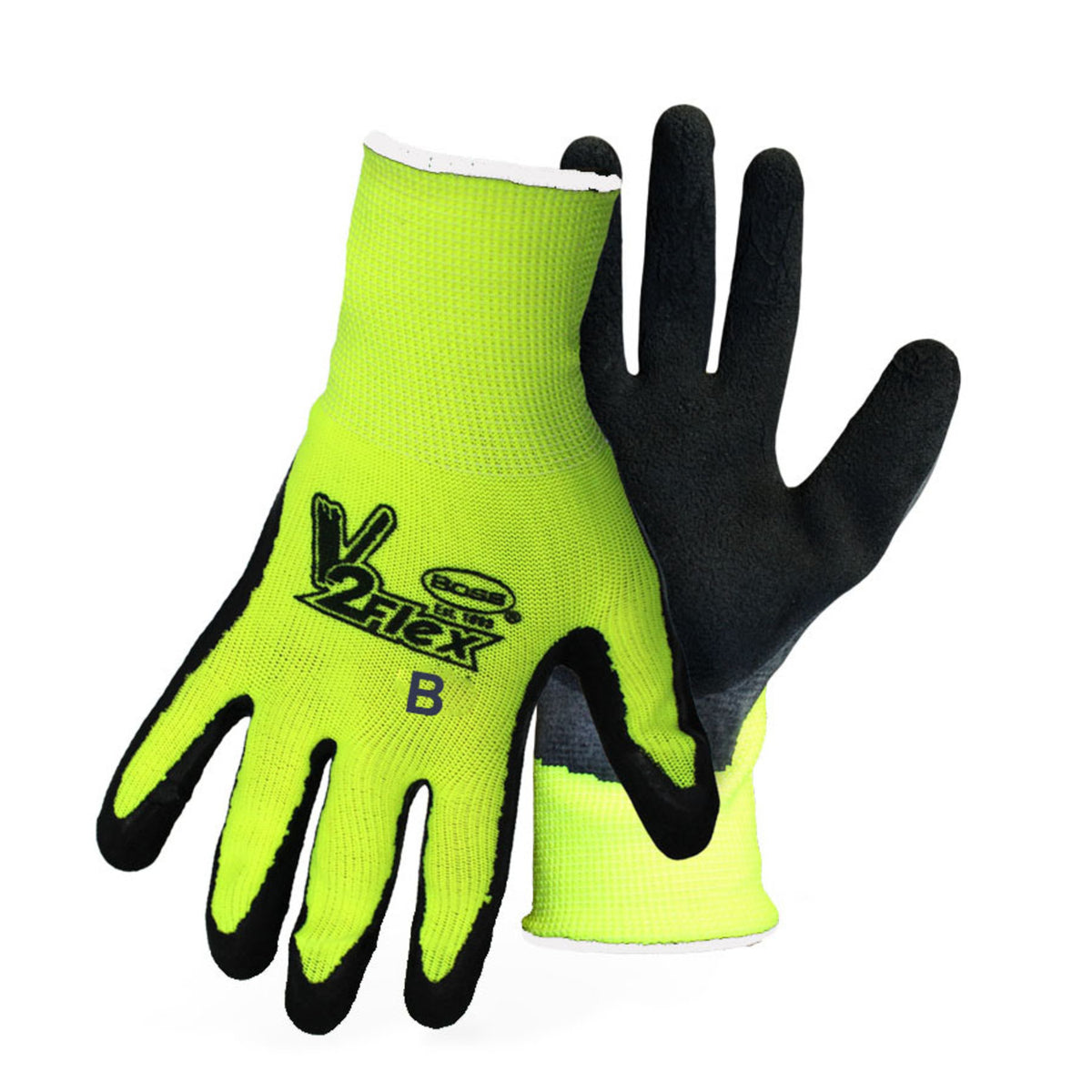 Boss V2 Flexi Grip Men's Indoor/Outdoor Hi-Viz Work Gloves Black/High-Vis Green S 1 pair