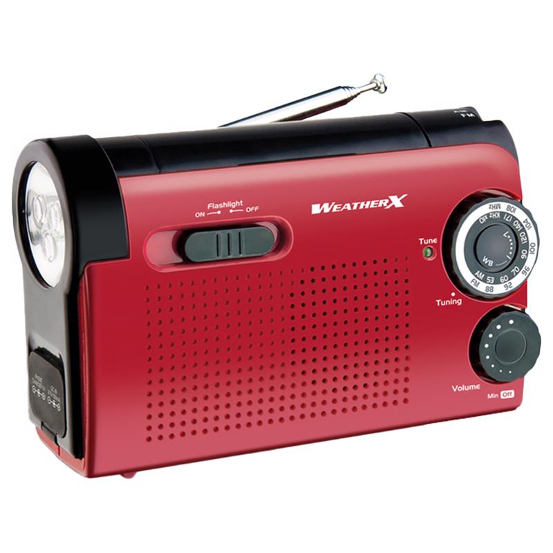 WEATHERX - WeatherX 3000 lm Red LED Weather Alert Radio Flashlight AA Battery [WR182R]