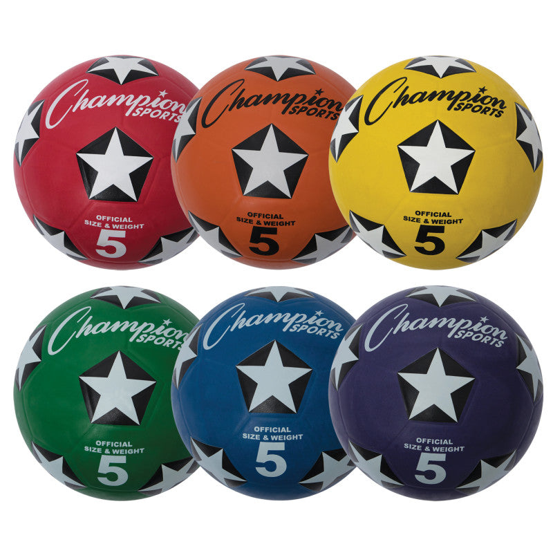 CHAMPION SPORTS - Rubber Cover Soccer Ball Set, Size 5, Set of 6
