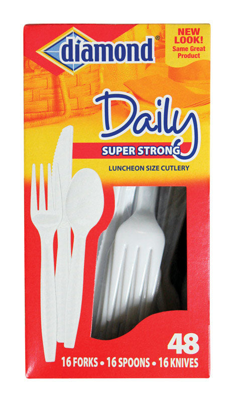 DIAMOND - Diamond White Plastic Luncheon Size Heavy Duty Cutlery 48 pk - Case of 12