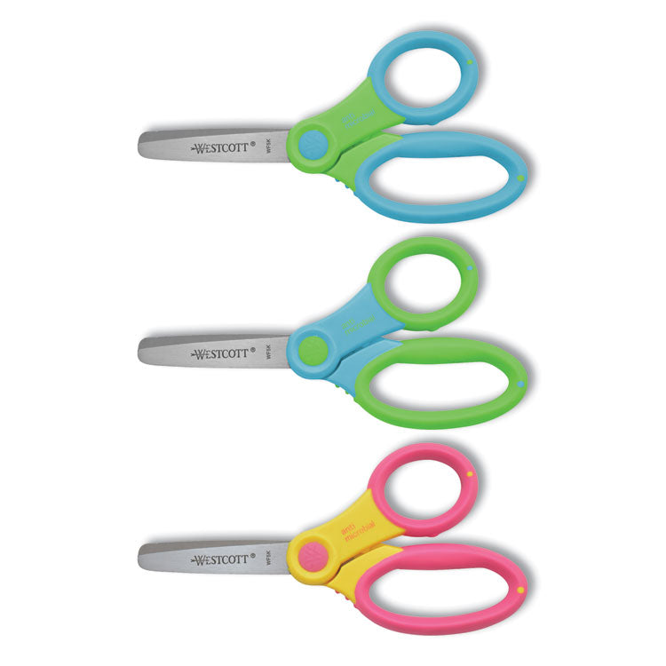 Westcott - Ultra Soft Handle Scissors w/Antimicrobial Protection, Rounded Tip, 5" Long, 2" Cut Length, Randomly Assorted Straight Handle