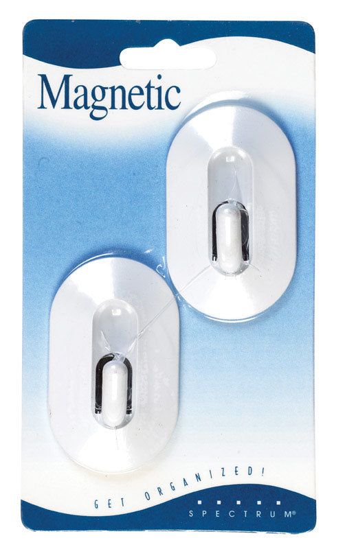 SPECTRUM - Spectrum 2-1/2 in. L White Plastic Magnetic Classic Hooks 2 pk