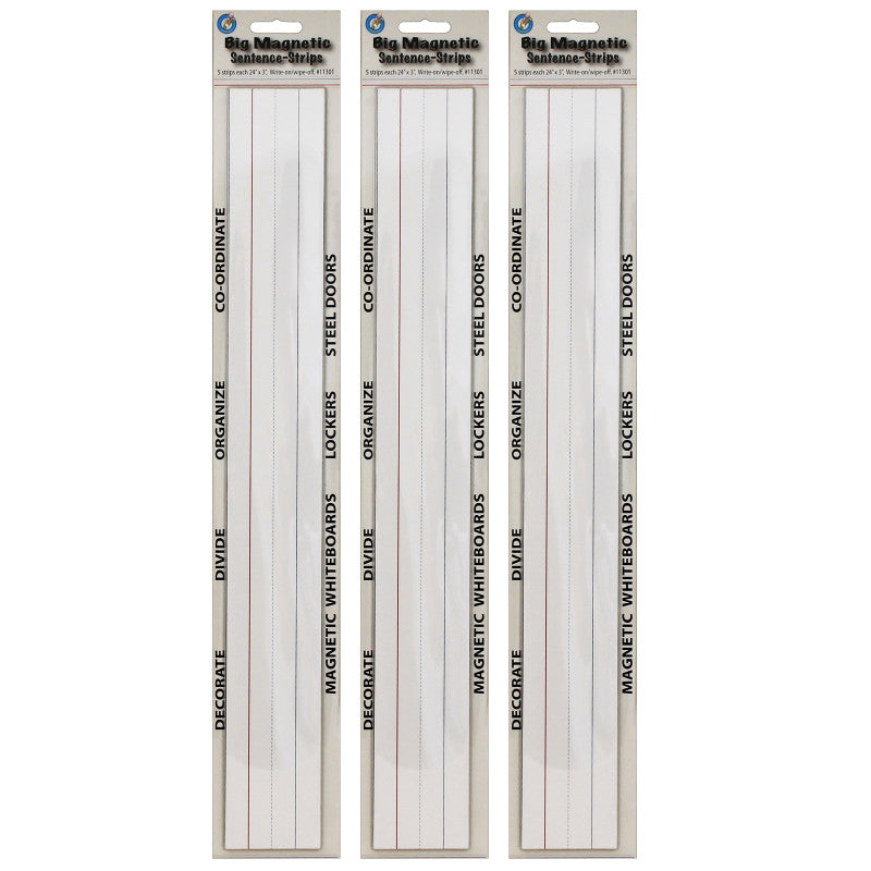 ASHLEY PRODUCTIONS - Big Magnetic Sentence Strips, 3" x 24", 5 Per Pack, 3 Packs