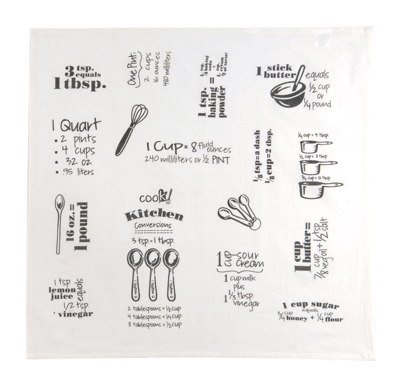 KAY DEE - Kay Dee Cooks Kitchen Graphite Cotton Conversions & Equivalents Krinkle Flour Sack Towel 1 pk - Case of 6