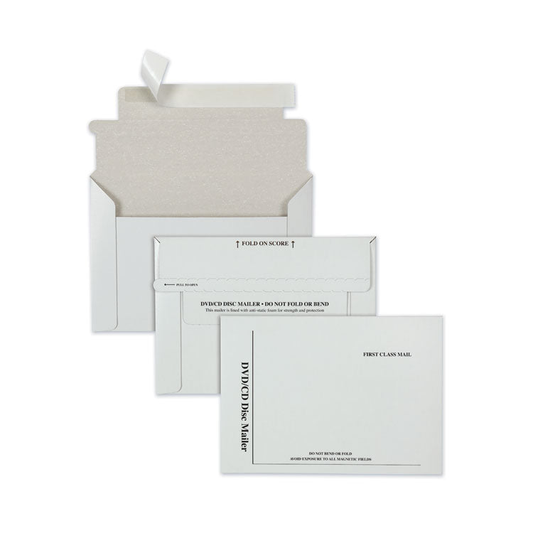 Quality Park - Disk/CD Foam-Lined Mailers for CDs/DVDs, Square Flap, Redi-Strip Adhesive Closure, 8.5 x 6, White, 25/Box