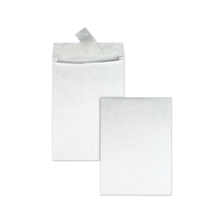 Survivor - Lightweight 14 lb Tyvek Open End 1.5" Expansion Mailers, #13 1/2, Square Flap, Redi-Strip Closure, 10 x 13, White, 25/Box