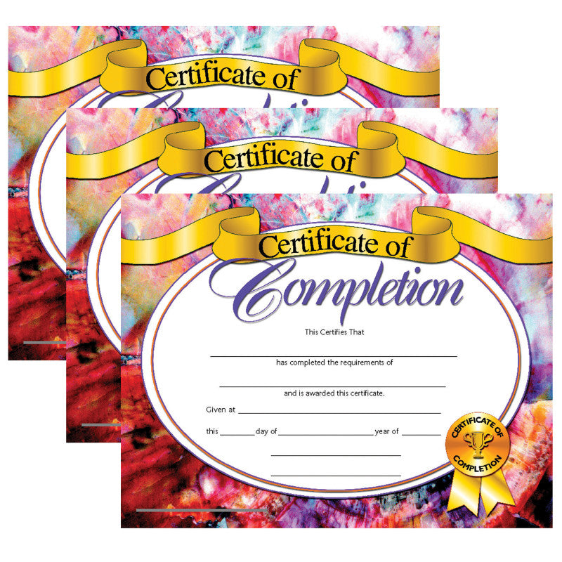 HAYES PUBLISHING - Certificate of Completion, 8.5" x 11", 30 Per Pack, 3 Packs (H-VA624-3)