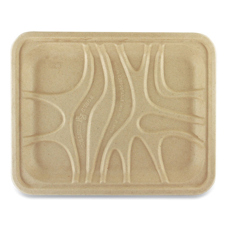 World Centric - Fiber Trays, 1-Compartment, 9.1 x 7.1 x 0.7, Natural, Paper, 500/Carton