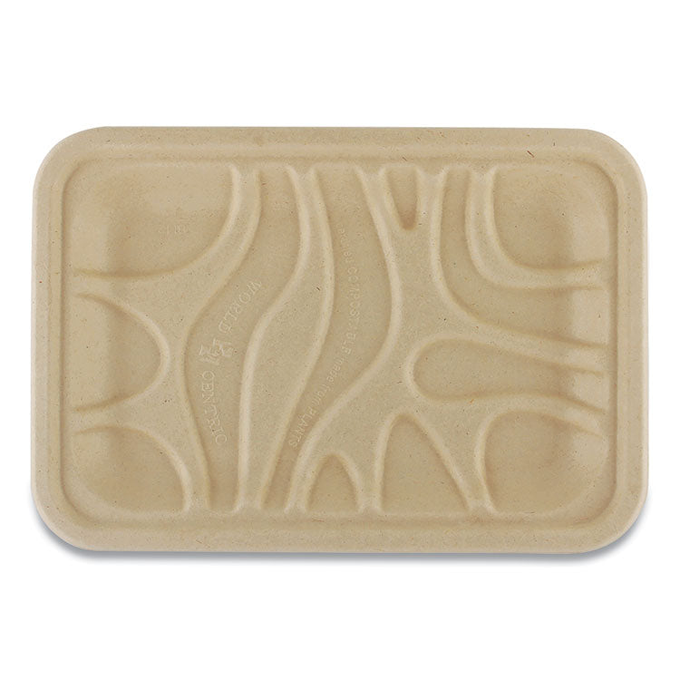 World Centric - Fiber Trays, PLA Lined, PFAS Free, 1-Compartment, 8.2 x 5.7 x 0.7, Natural, Paper, 500/Carton