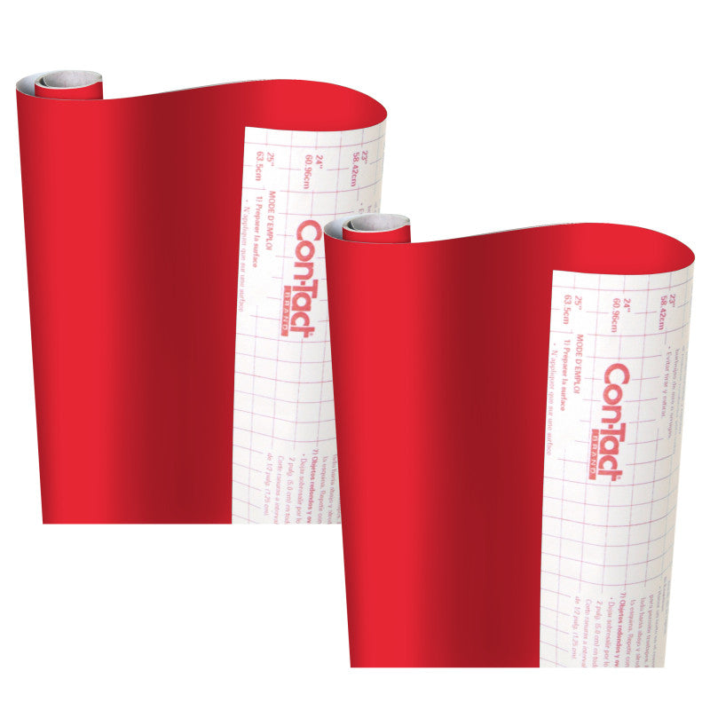 CON-TACT BRAND - Creative Covering™ Adhesive Covering, Red, 18" x 16 ft, 2 Rolls