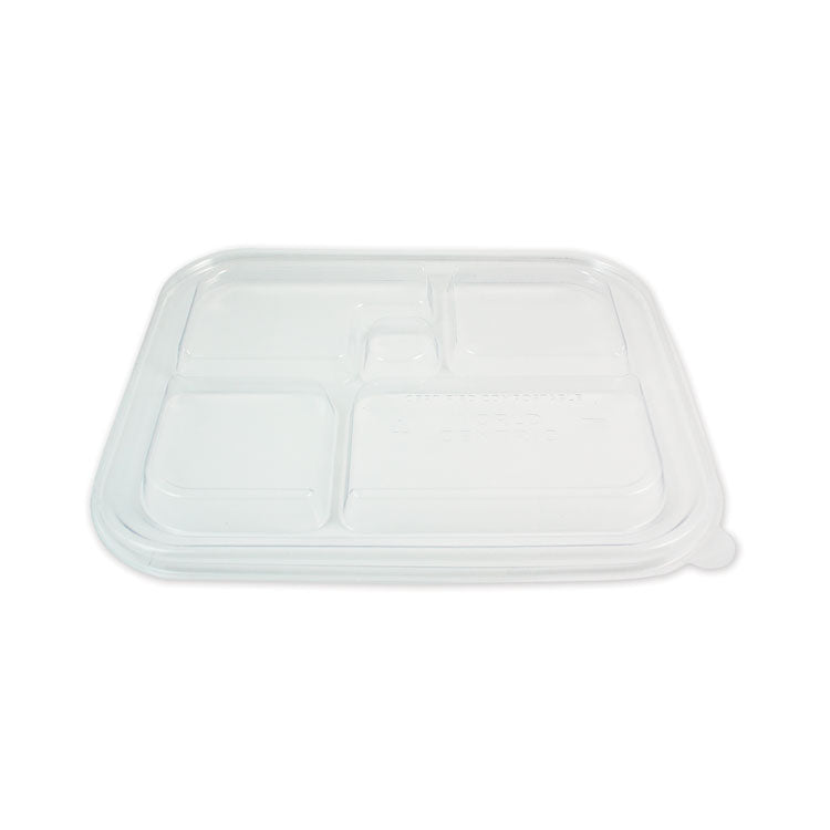World Centric - PLA Lids for Fiber Bento Box Containers, Five Compartments, 12.1 x 9.8 x 0.8, Clear, Plastic, 300/Carton