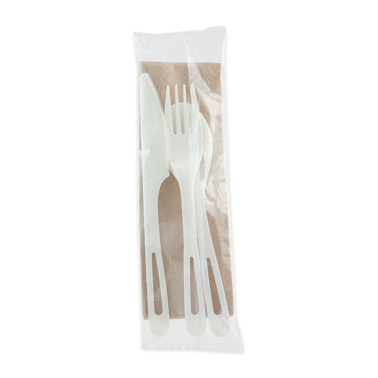 World Centric - TPLA Compostable Cutlery, Knife/Fork/Spoon/Napkin, 6", White, 250/Carton