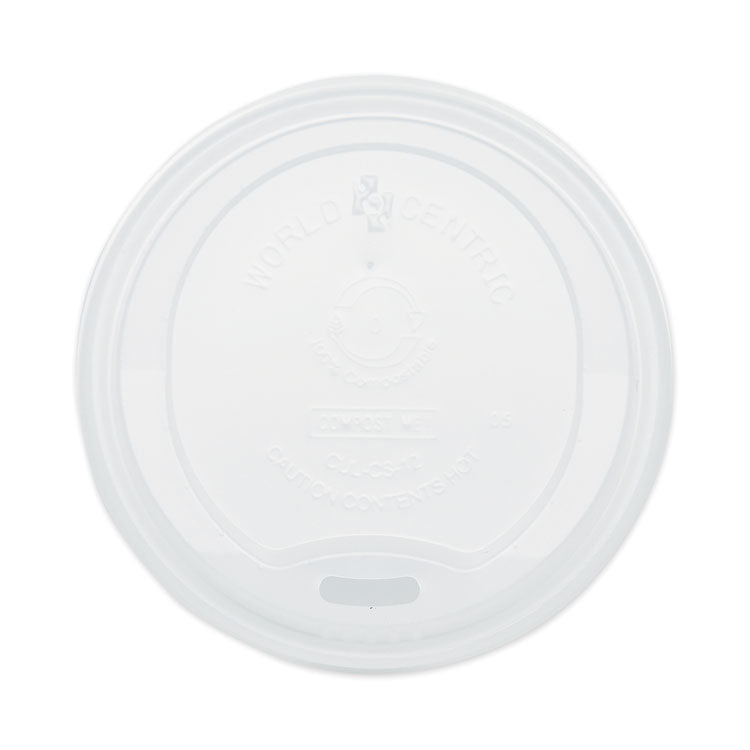 World Centric - PLA Lids for Hot Cups, Fits 10 oz to 20 oz Cups, White, 1,000/Carton