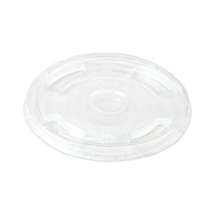 World Centric - PLA Clear Cold Cup Lids, Flat Lid, Fits 9 oz to 24 oz Cups, 1,000/Carton