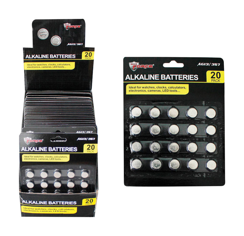 DIAMOND VISIONS - Diamond Visions MAX Force Alkaline AG13/357 3 V Button Cell Battery 20 pk - Case of 24