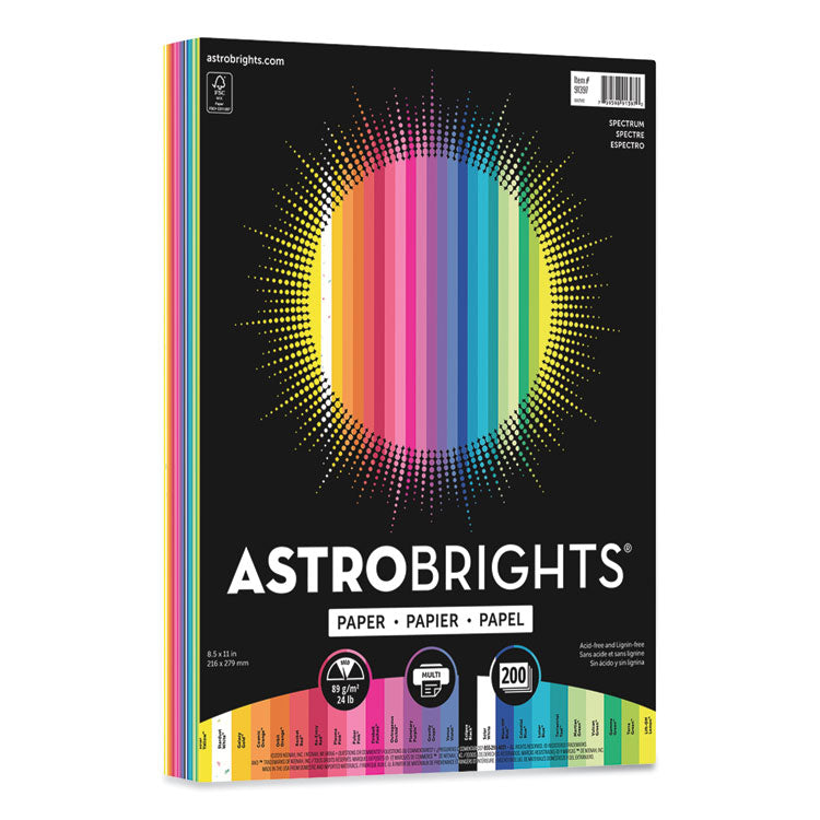 Astrobrights - Color Paper - "Spectrum" Assortment, 24 lb Bond Weight, 8.5 x 11, 25 Assorted Spectrum Colors, 200/Pack