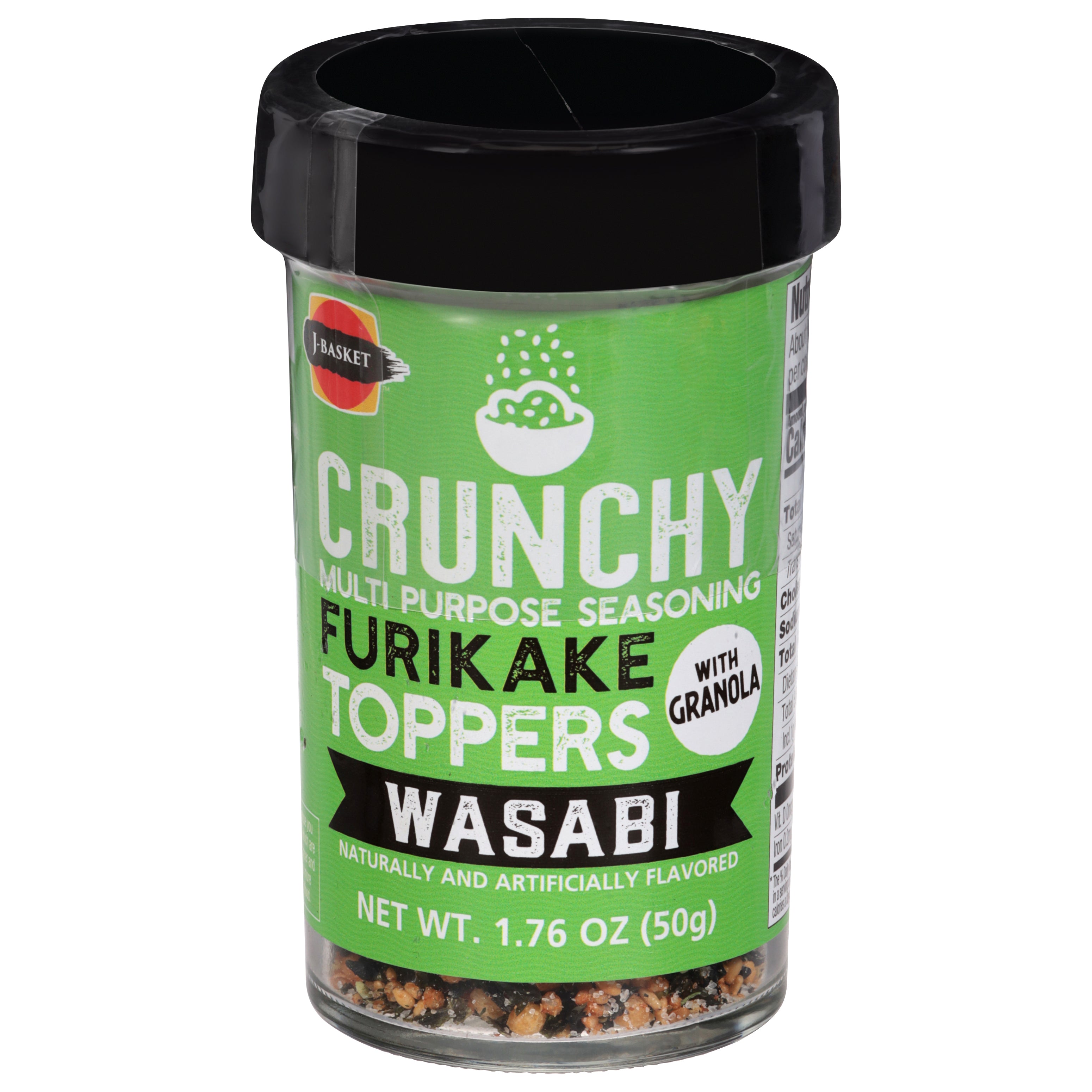 J-Basket Furikake Toppers Crunchy Wasabi Multi Purpose Seasoning with Granola 1.76 oz - Case of 10