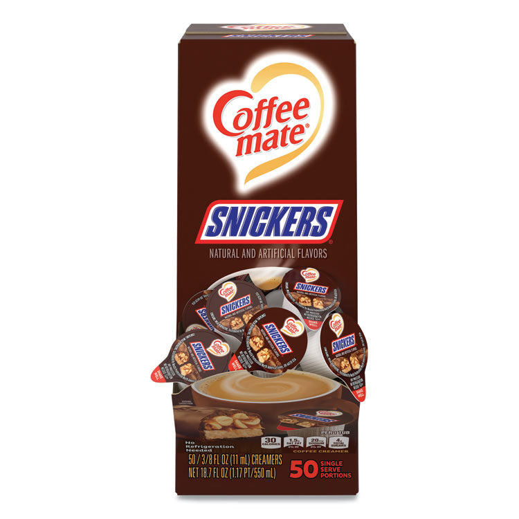 Coffee mate - Liquid Coffee Creamer, Snickers, 0.38 oz Mini Cups, 50 Cups/Box