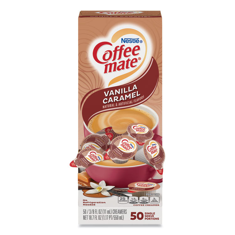 Coffee mate - Liquid Coffee Creamer, Vanilla Caramel, 0.38 oz Mini Cups, 50/Box