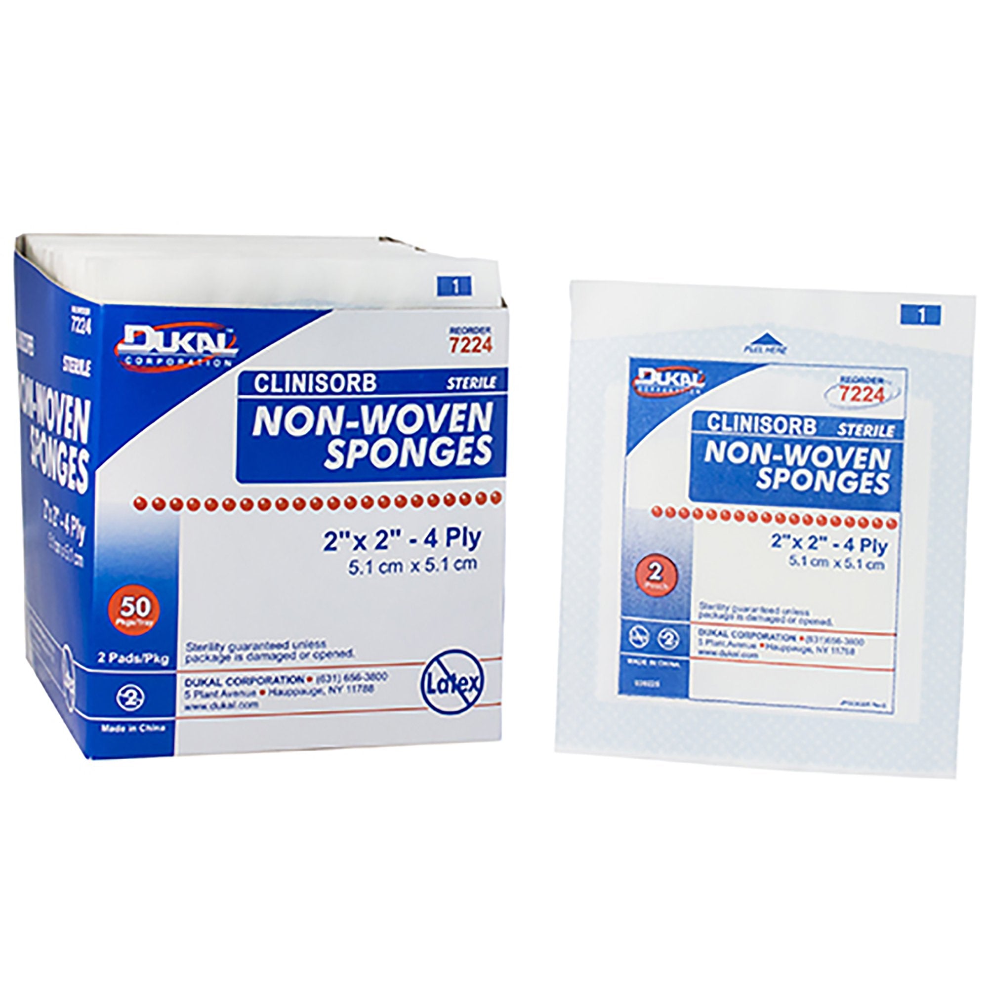 Dukal - Nonwoven Sponge Clinisorb 2 X 2 Inch 4-Ply Sterile 2 per Pack [50/BX]